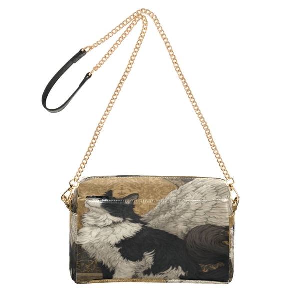 DIXRUYEE Fashion Triple Zip Small Crossbody Bag Creatively Ebony and Ivory Pattern