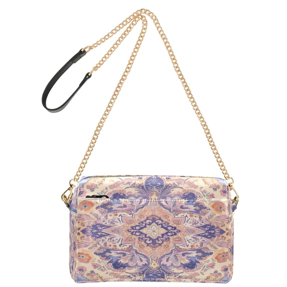 DIXRUYEE Fashion Triple Zip Small Crossbody Bag Creatively Elegant Floral Harmony Pattern