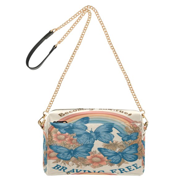 DIXRUYEE Fashion Triple Zip Small Crossbody Bag Creatively Fly Into Freedom Pattern