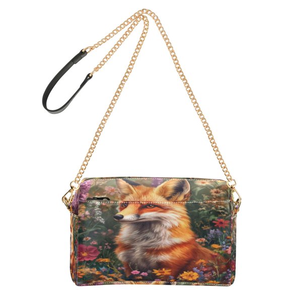 DIXRUYEE Fashion Triple Zip Small Crossbody Bag Creatively Fox in Garden Pattern