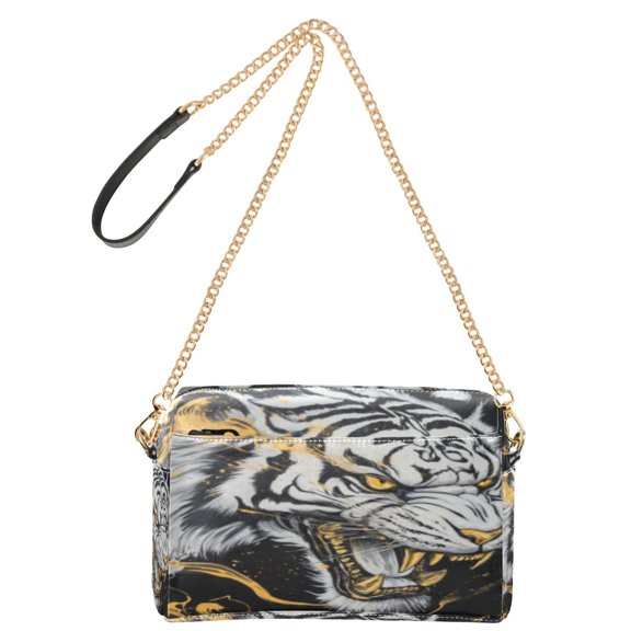 DIXRUYEE Fashion Triple Zip Small Crossbody Bag Creatively Fury Of The Tiger Pattern