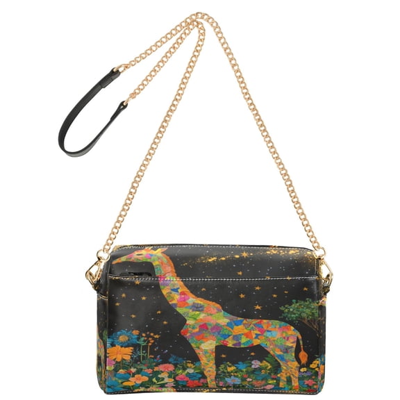 DIXRUYEE Fashion Triple Zip Small Crossbody Bag Creatively Galactic Giraffe Pattern