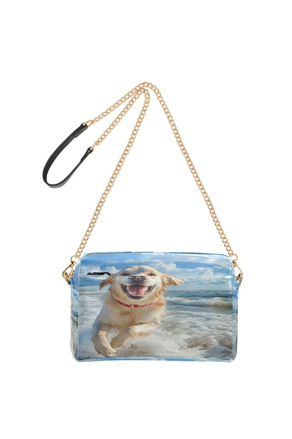 Fashion Triple Zip Small Crossbody Bag Creatively Golden Joy Pattern