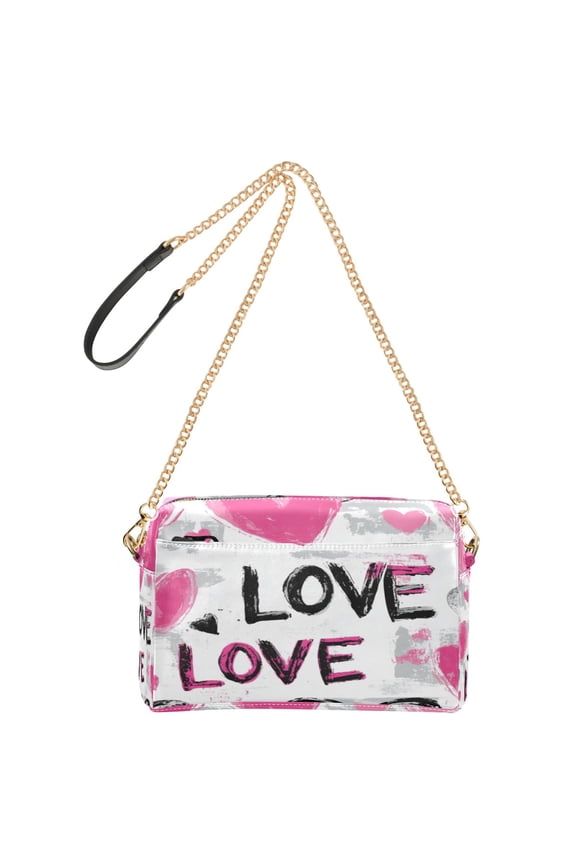 Fashion Triple Zip Small Crossbody Bag Creatively Loud Expressions Of Love Pattern