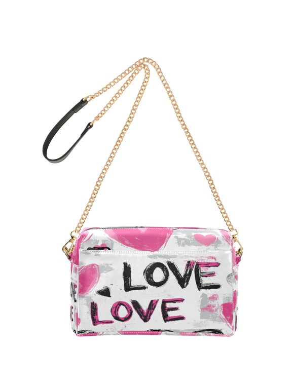 Fashion Triple Zip Small Crossbody Bag Creatively Loud Expressions Of Love Pattern