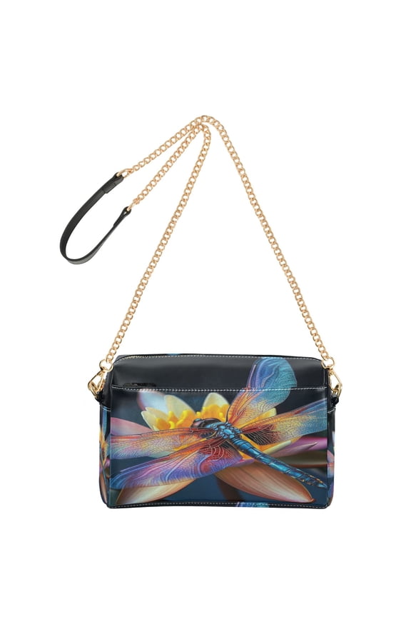Fashion Triple Zip Small Crossbody Bag Creatively Luminous Dragonfly Pattern