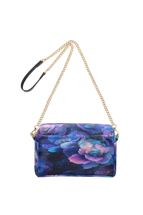 Fashion Triple Zip Small Crossbody Bag Creatively Mystical Twilight Blooms Pattern