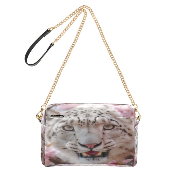 DIXRUYEE Fashion Triple Zip Small Crossbody Bag Creatively Pink Blossom Panther Pattern