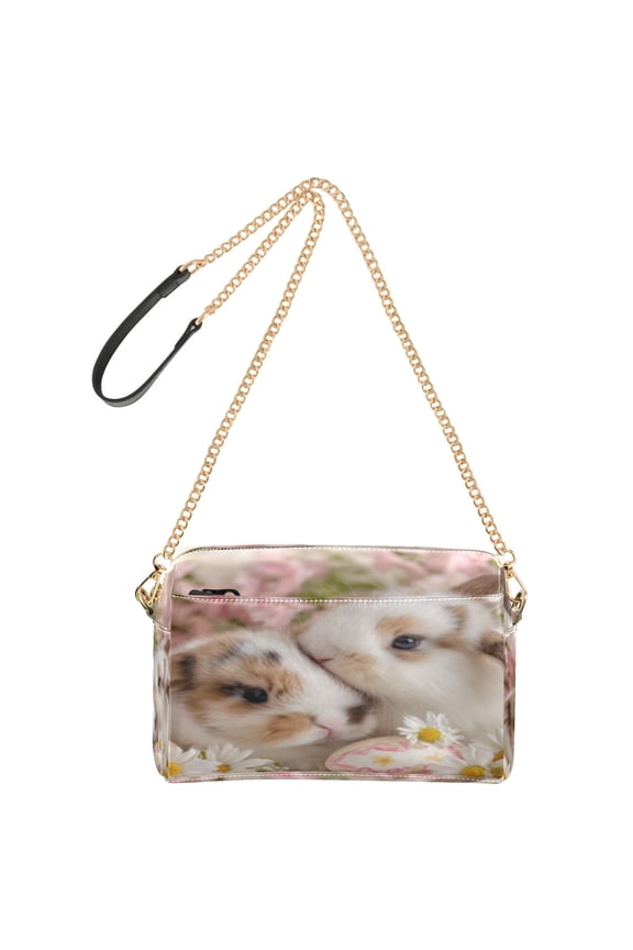 Fashion Triple Zip Small Crossbody Bag Creatively Pink Love Pattern