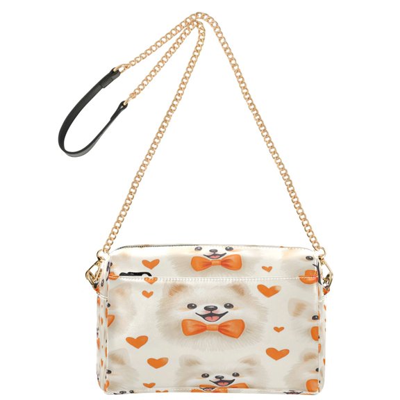 DIXRUYEE Fashion Triple Zip Small Crossbody Bag Creatively Pomeranian Party Pattern