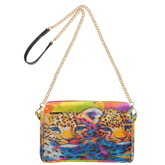 DIXRUYEE Fashion Triple Zip Small Crossbody Bag Creatively Radiant Leopard Twins Pattern