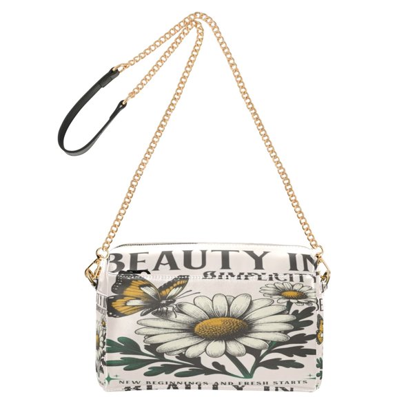 DIXRUYEE Fashion Triple Zip Small Crossbody Bag Creatively Simplicity & Grace Pattern