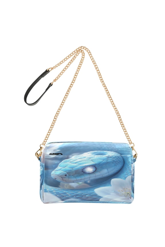 Fashion Triple Zip Small Crossbody Bag Creatively Slumbering Snake Pattern