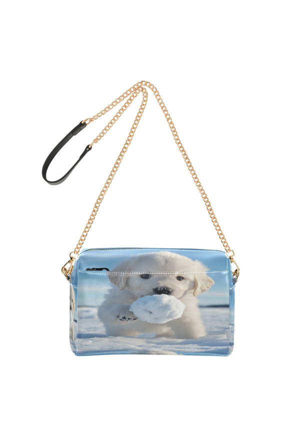 Fashion Triple Zip Small Crossbody Bag Creatively Snowball Chaser Pattern