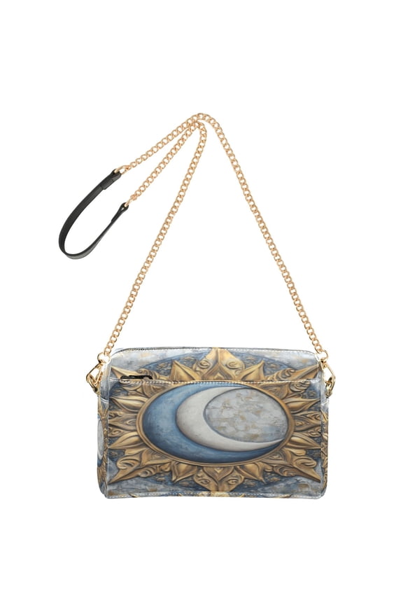 Fashion Triple Zip Small Crossbody Bag Creatively Solar Embrace Pattern