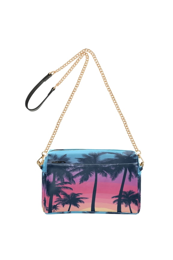 Fashion Triple Zip Small Crossbody Bag Creatively Twilight Oasis Pattern