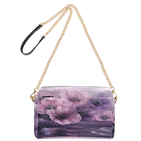 DIXRUYEE Fashion Triple Zip Small Crossbody Bag Creatively Whispers Of Lavender Pattern