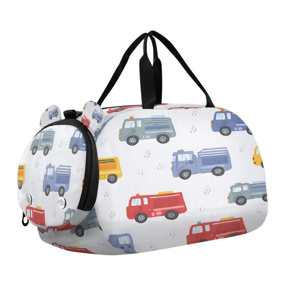DIXRUYEE Fire Truck Pattern Scale Duffel Bag With Ventilated Shoe Pocket & Adjustable Strap for Gym, Dance & Travel