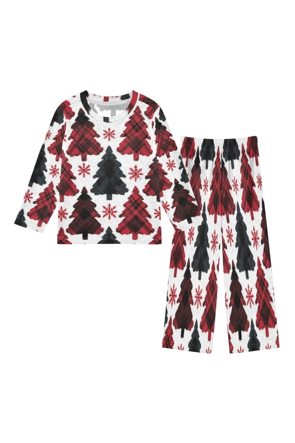 DIXRUYEE Fleece Pajama Set Loose Style Elastic Waist Pockets Snowflake Fusion Cute Pattern