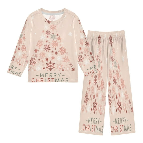 DIXRUYEE Fleece Pajama Set Loose Style Elastic Waist Pockets Soft Snowfall Christmas Tree Cute Pattern