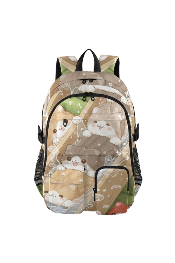 Floof Cats Slide Backpack for School 14Laptop Compatible with Reflective Safety Strips