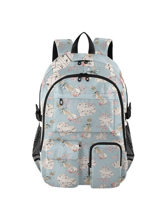 Floral Teddy Tapestry Backpack for School 14Laptop Compatible with Reflective Safety Strips