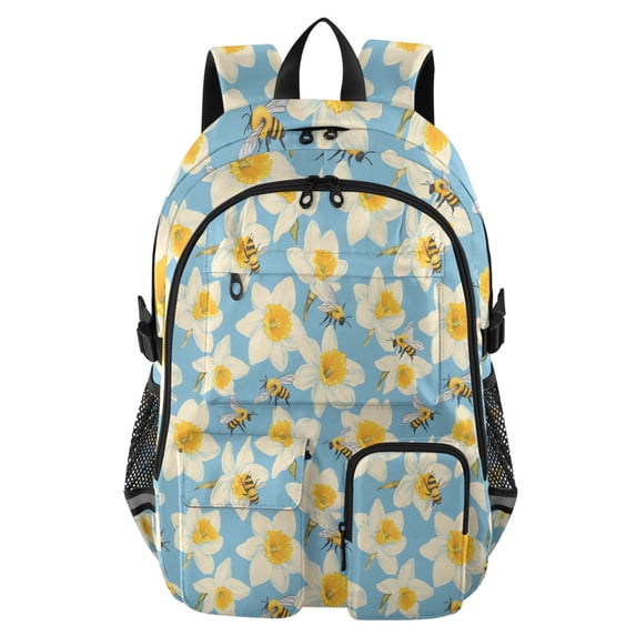 DIXRUYEE Flower Yellow Bee Pattern Backpack for School 14”Laptop ...