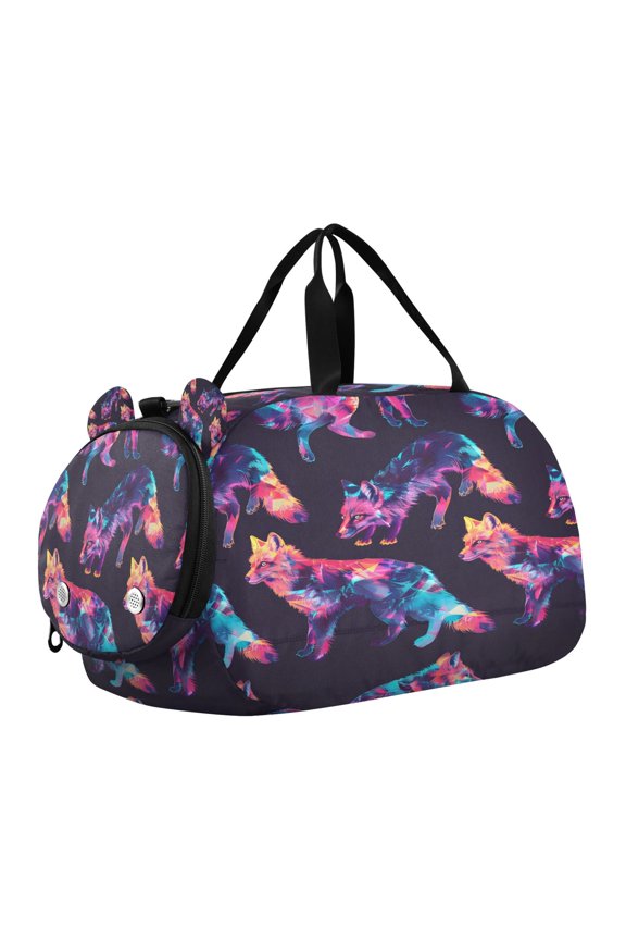 Fox Colorful Pattern Scale Duffel Bag With Ventilated Shoe Pocket & Adjustable Strap for Gym, Dance & Travel