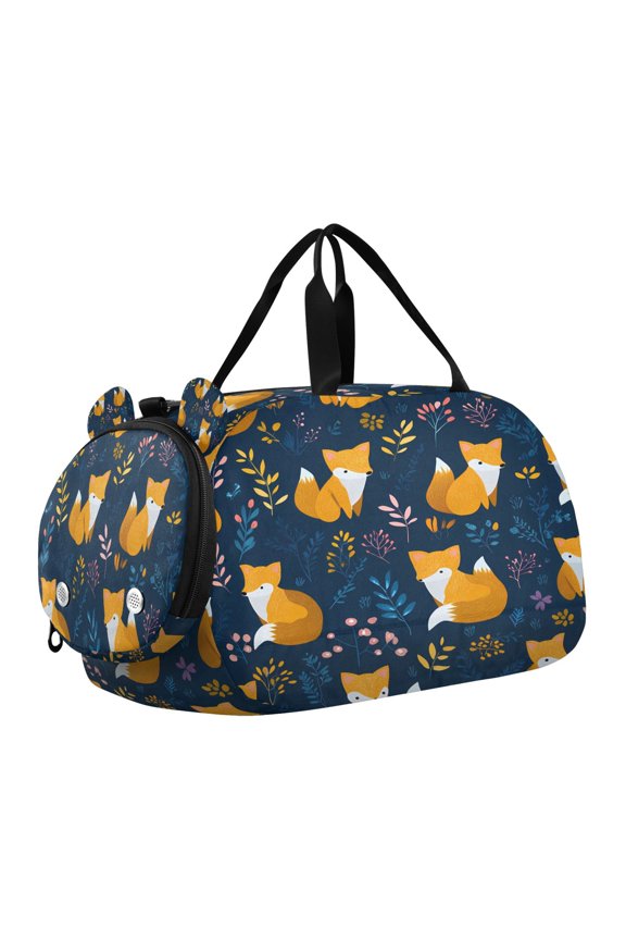 Fox Leaf Pattern Scale Duffel Bag With Ventilated Shoe Pocket & Adjustable Strap for Gym, Dance & Travel