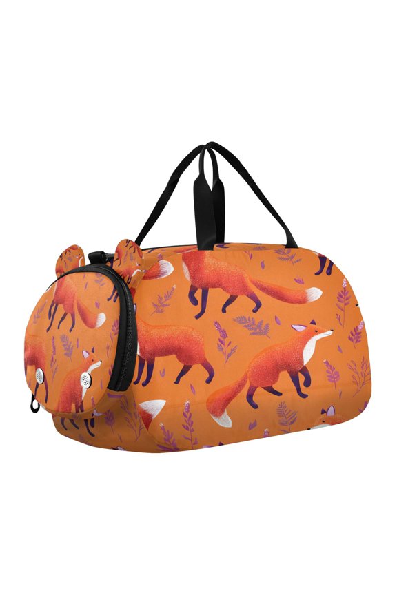 Fox Orange Background Pattern Scale Duffel Bag With Ventilated Shoe Pocket & Adjustable Strap for Gym, Dance & Travel