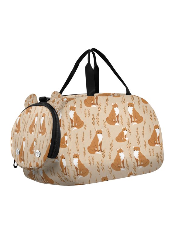 Fox Pattern Scale Duffel Bag With Ventilated Shoe Pocket & Adjustable Strap for Gym, Dance & Travel