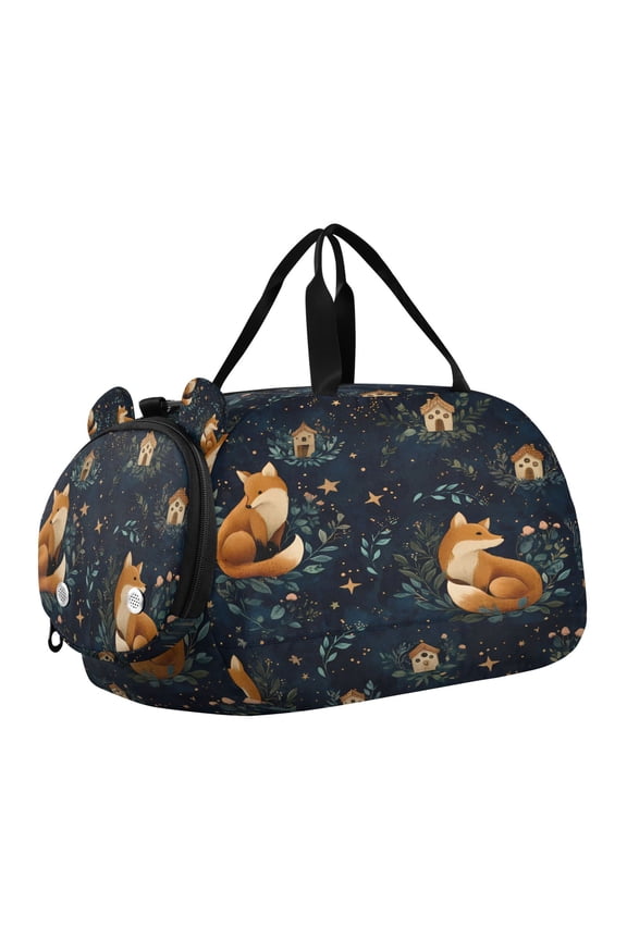 Fox Star Pattern Scale Duffel Bag With Ventilated Shoe Pocket & Adjustable Strap for Gym, Dance & Travel