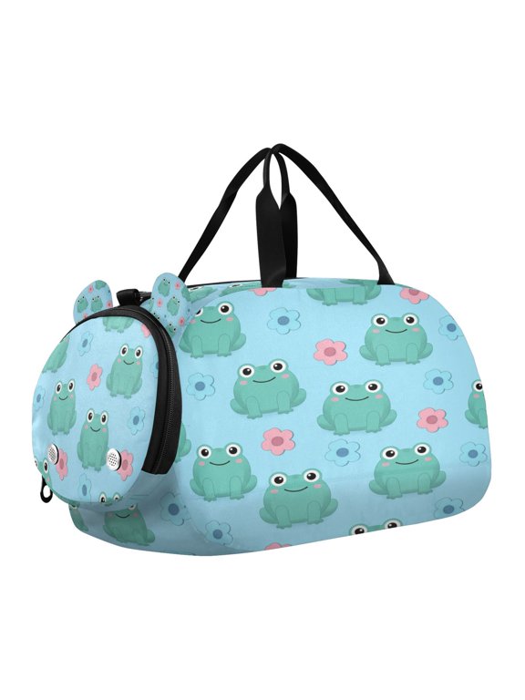 Frog Cute Cartoon Scale Duffel Bag With Ventilated Shoe Pocket & Adjustable Strap for Gym, Dance & Travel