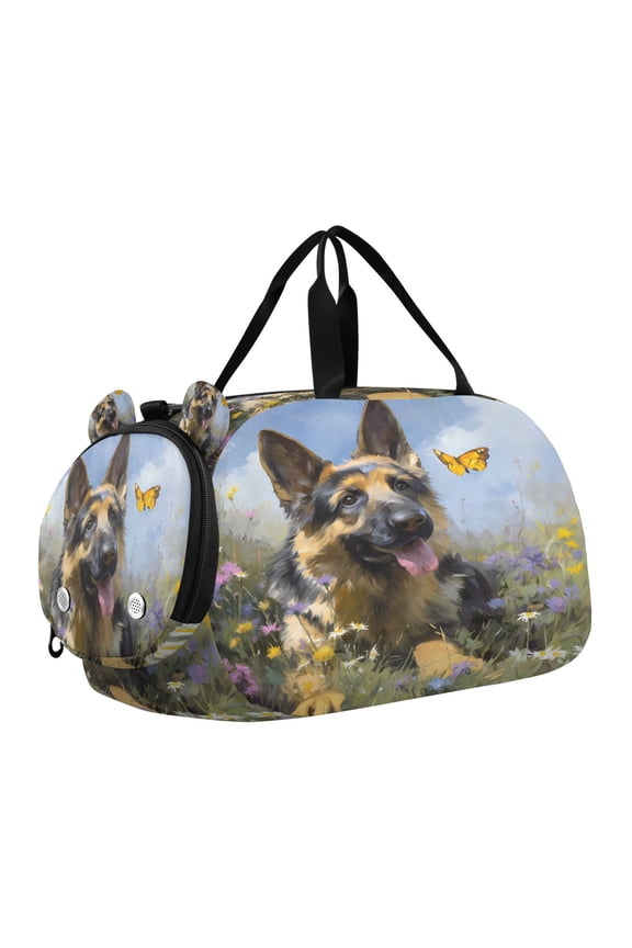 German Shepherd Butterfly Scale Duffel Bag With Ventilated Shoe Pocket & Adjustable Strap for Gym, Dance & Travel