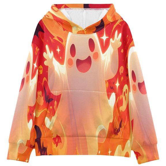 DIXRUYEE Ghost Bat Red Print Hoodie Casual Pullover Sweatshirt With Kangaroo Pocket