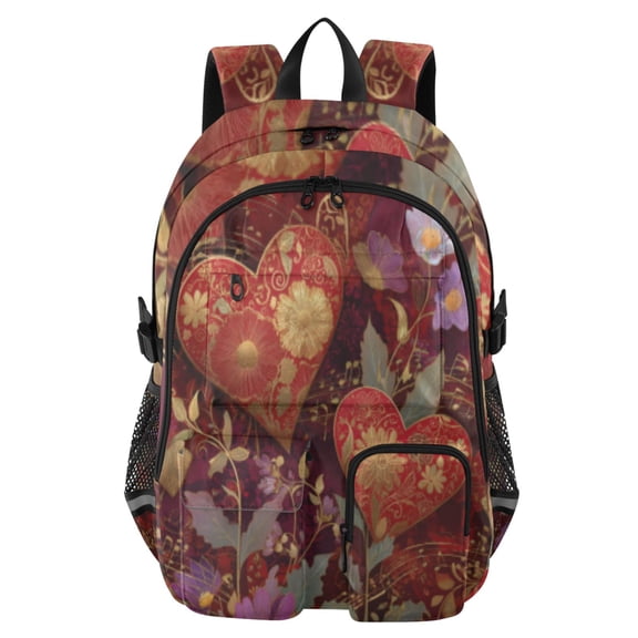 DIXRUYEE Gilded Ruby Heartscape Backpack for School 14Laptop Compatible with Reflective Safety Strips