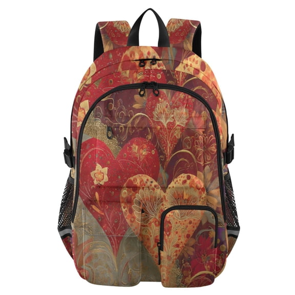 DIXRUYEE Gilded Ruby Heartscape Backpack for School 14Laptop Compatible with Reflective Safety Strips