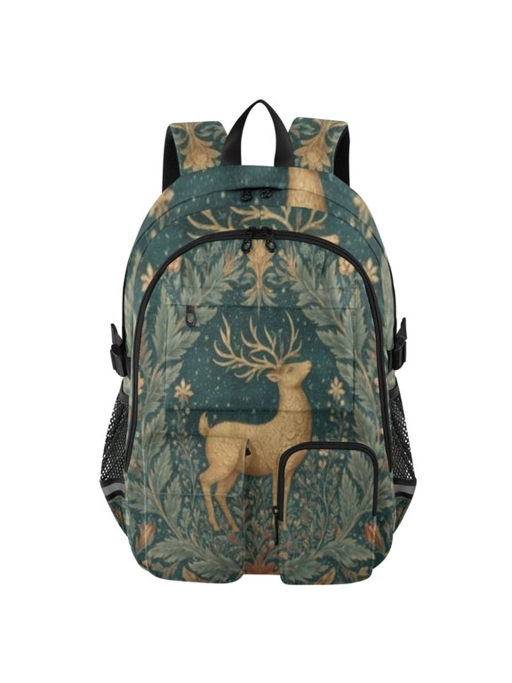 Gilded Stag Tapestry Backpack for School 14Laptop Compatible with Reflective Safety Strips