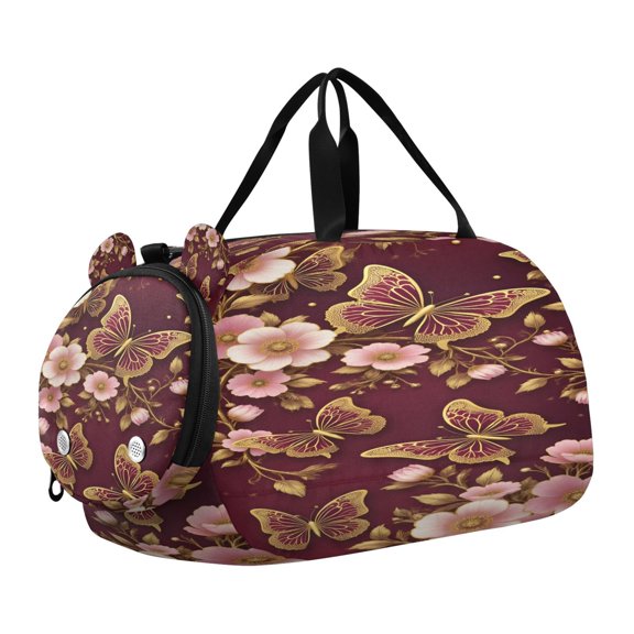 DIXRUYEE Gold Butfly Scale Duffel Bag With Ventilated Shoe Pocket & Adjustable Strap for Gym, Dance & Travel