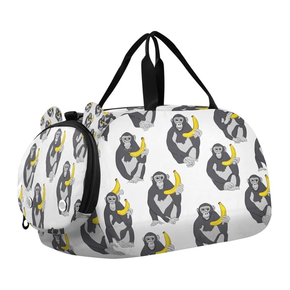 DIXRUYEE Gorilla Banana Pattern Scale Duffel Bag With Ventilated Shoe Pocket & Adjustable Strap for Gym, Dance & Travel
