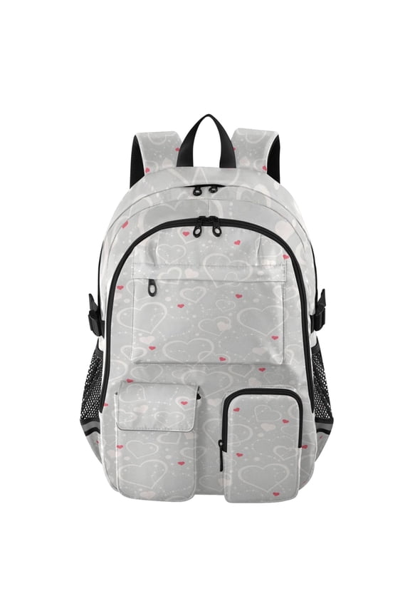Gray Heart Backpack for School 14Laptop Compatible with Reflective Safety Strips