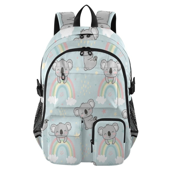 DIXRUYEE Hand Drawn Cute Koala Backpack for School 14Laptop Compatible with Reflective Safety Strips