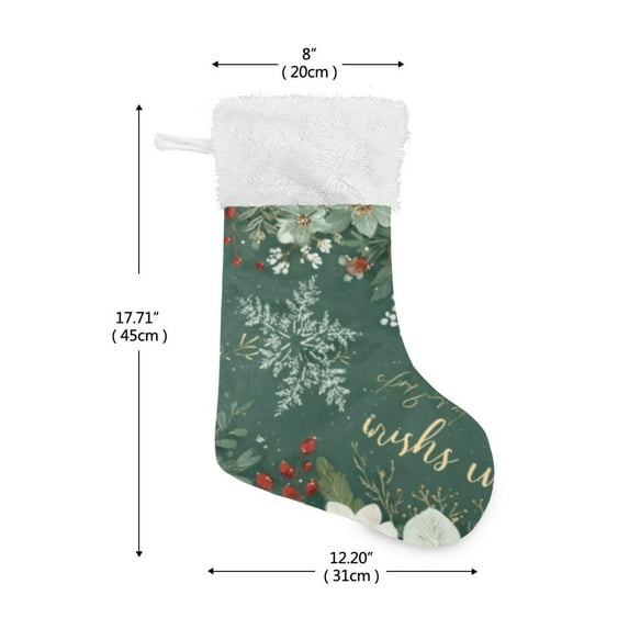 DIXRUYEE Hanging Christmas Decor Stocking Evergreen Floral Wishes