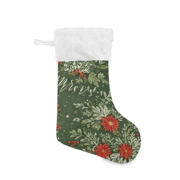 DIXRUYEE Hanging Christmas Decor Stocking Forest Floral Script