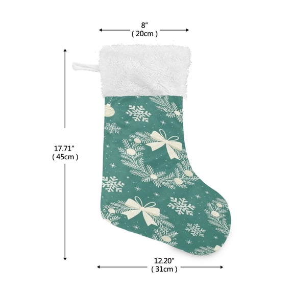 DIXRUYEE Hanging Christmas Decor Stocking Snowflakes and Wreaths Teal