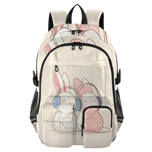 DIXRUYEE Harmony Hares Backpack for School 14Laptop Compatible with Reflective Safety Strips