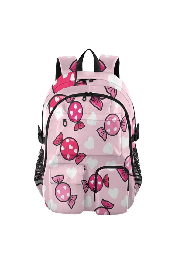Heart Shaped Candy Backpack for School 14Laptop Compatible with Reflective Safety Strips