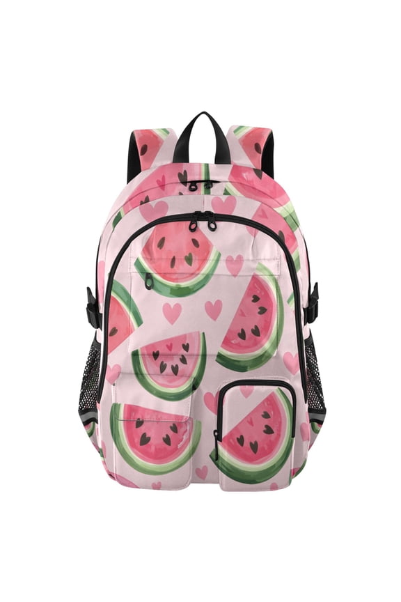 Heart Shaped Watermelon Backpack for School 14Laptop Compatible with Reflective Safety Strips