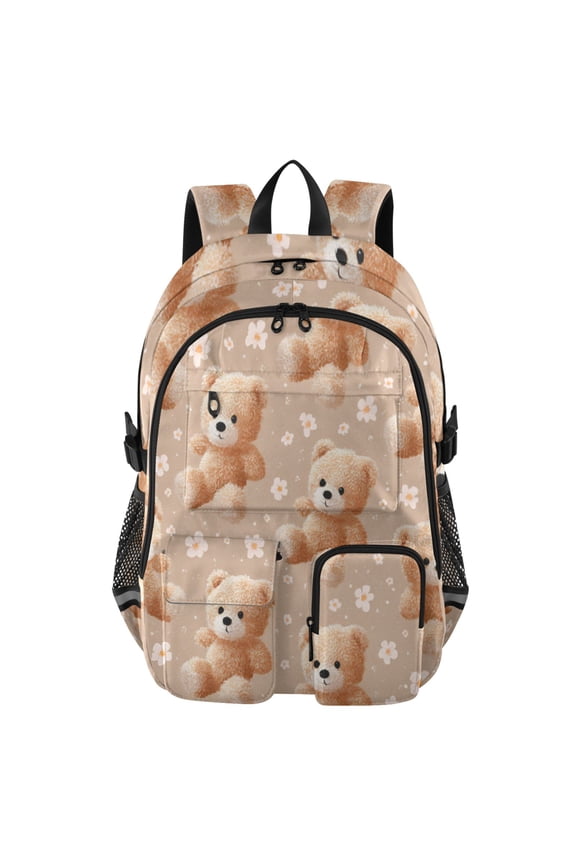 Honey Bear Hugs Backpack for School 14Laptop Compatible with Reflective Safety Strips