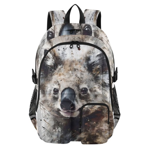 DIXRUYEE Impasto Rustic Koala Backpack for School 14Laptop Compatible with Reflective Safety Strips